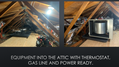 Equipment Into Attic With Thermostat, Gas Line, Power Ready Photo